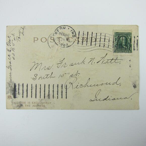 Christmas Postcard Snowy Cabin Holly Berries Clapsaddle Gold Embossed Antique - Picture 5 of 12